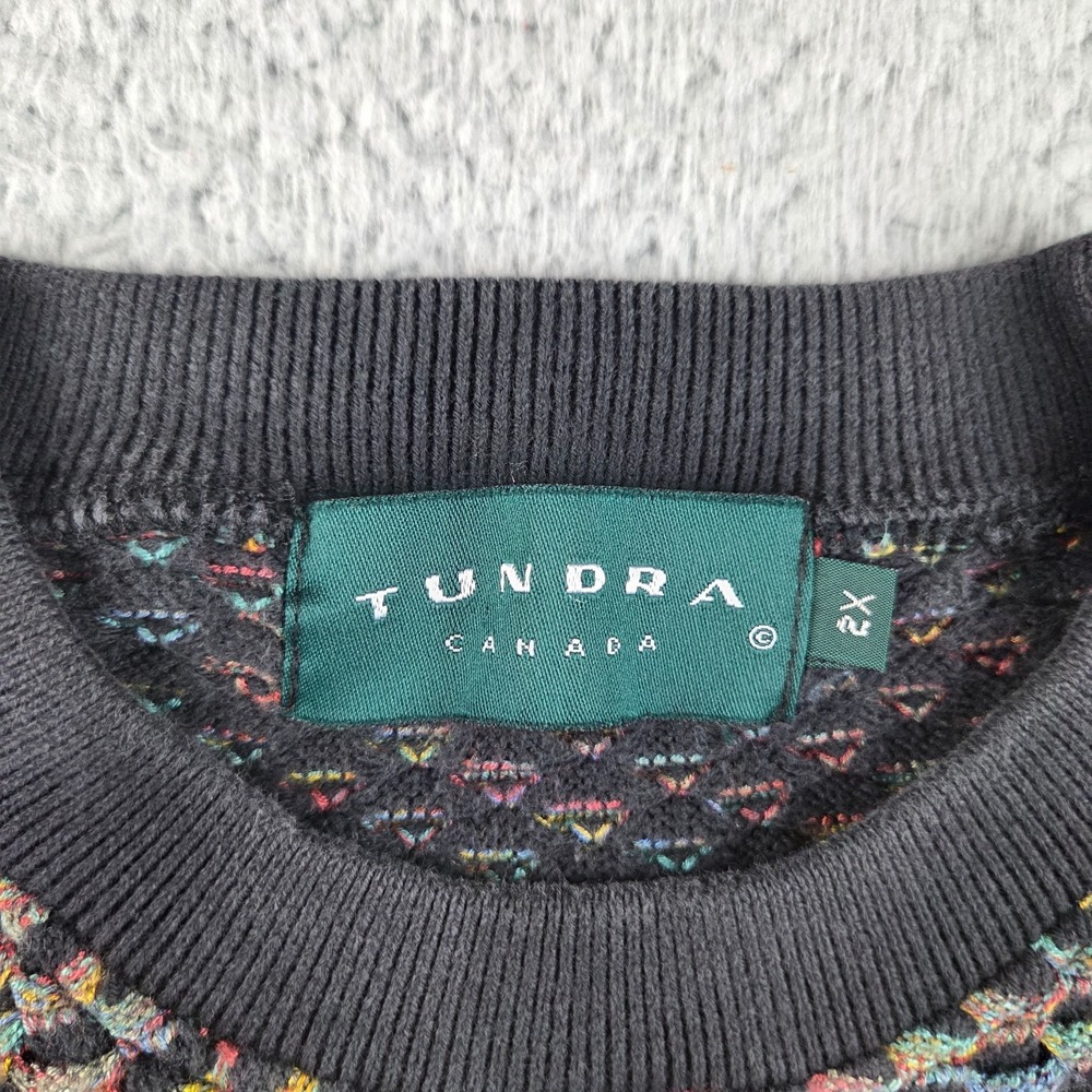 Vintage Tundra Canada Sweater Mens 2X Multicolor 3D Knit 90s Coogi Style - Picture 4 of 8